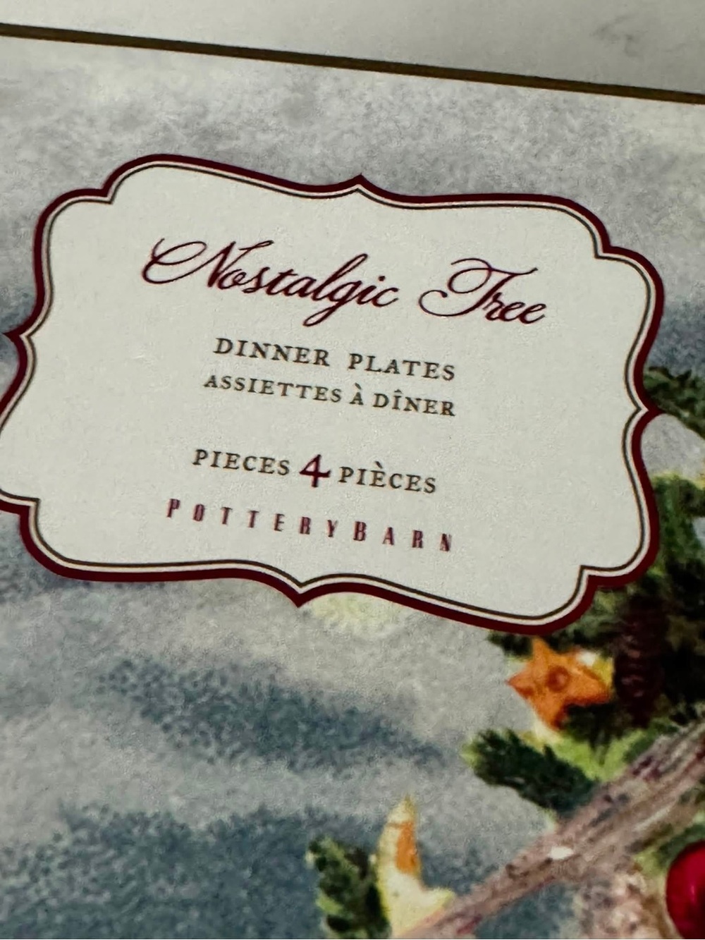 Pottery Barn Nostalgic Tree Dinner Plates - Christmas.